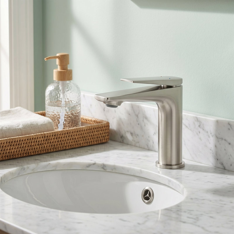 Robinet de lavabo de salle de bain à poignée simple 5,7 po de hauteur, laiton massif sans plomb avec bonde et aérateur amovible