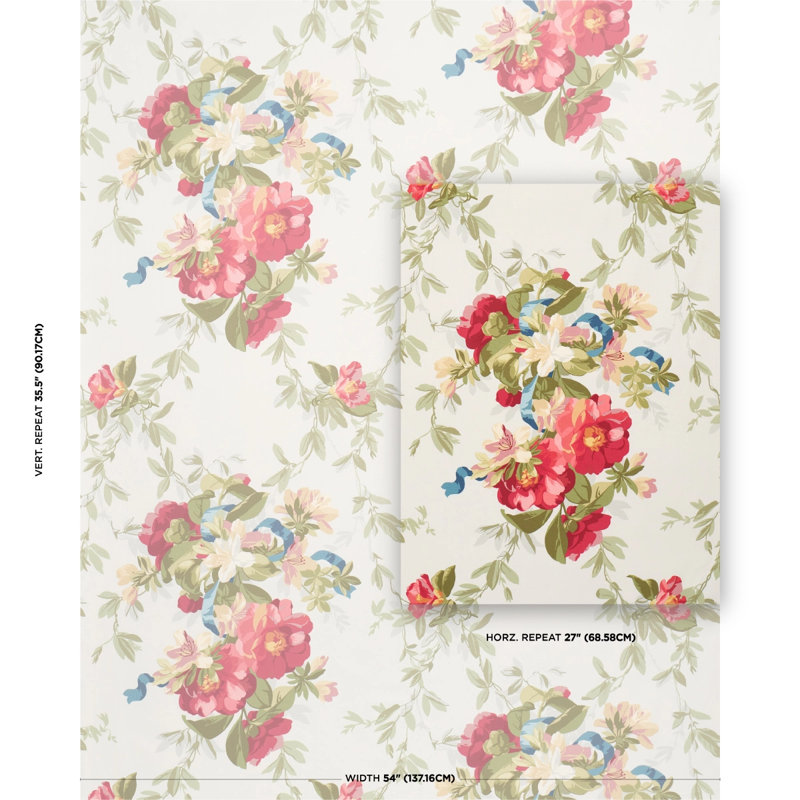 Ellesmere Ribbon Floral Fabric, Aqua