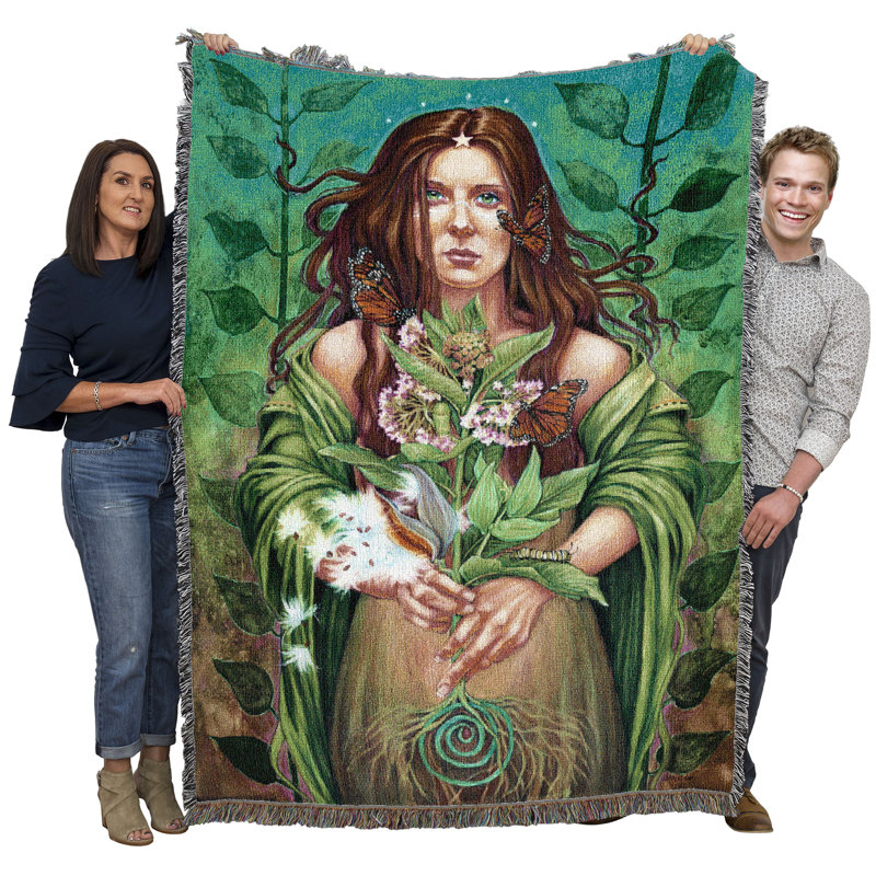 Pure Country Weavers Monarch Blanket by Jane Starr Weils - Gift Fantasy Tapestry Throw Woven from Cotton - Made in The USA (72x54)