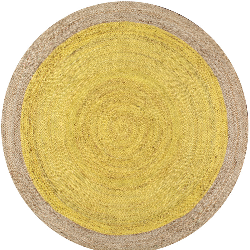 Wisser Jute/Sisal Yellow Area Rug, Round 4'