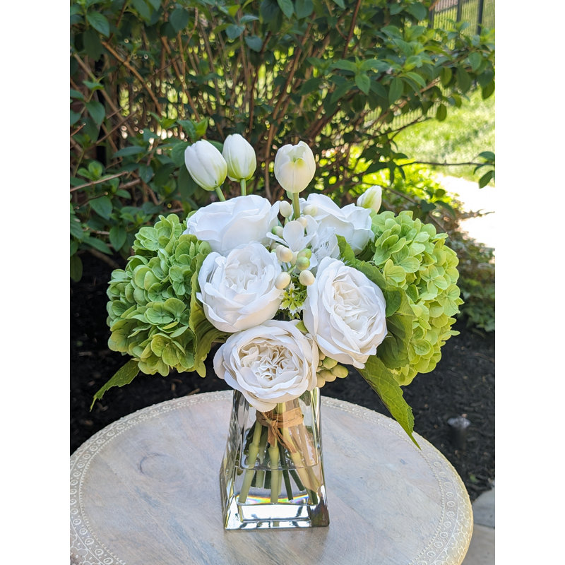 Green Hydrangea Real Touch Mixed Arrangement in Vase