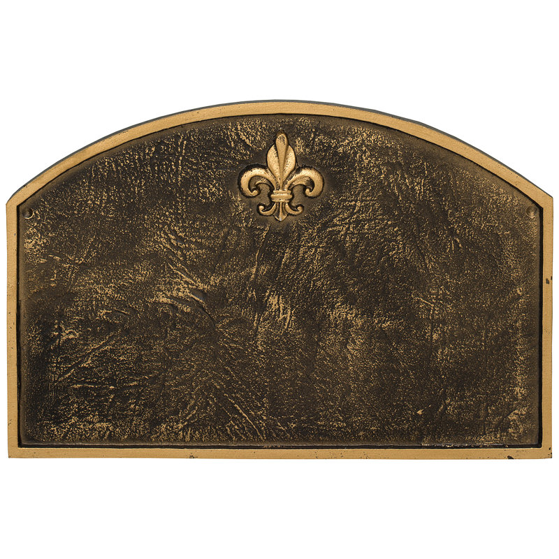 Fleur de Lis 1-Line Wall Address Plaque, Aged Bronze / Gold, Yes