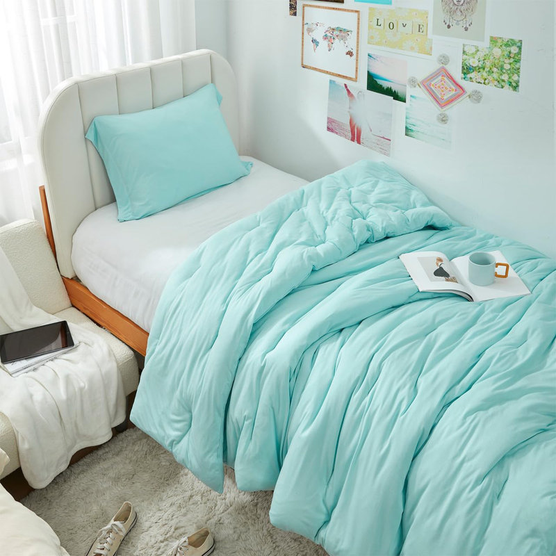 Coma Inducer Rayon Glacier Oversized Comforter Set, Twin Extra Long Comforter + 1 Standard Sham, Blue