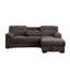 Canapé-lit modulaire en chenille brun Kipling II de 94 po avec méridienne et rangement à droite - lit gigogne-134491262