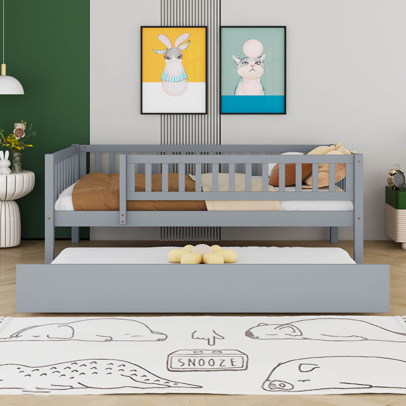Buchheit Twin Daybed with Trundle by Red Barrel Studio®, Gray
