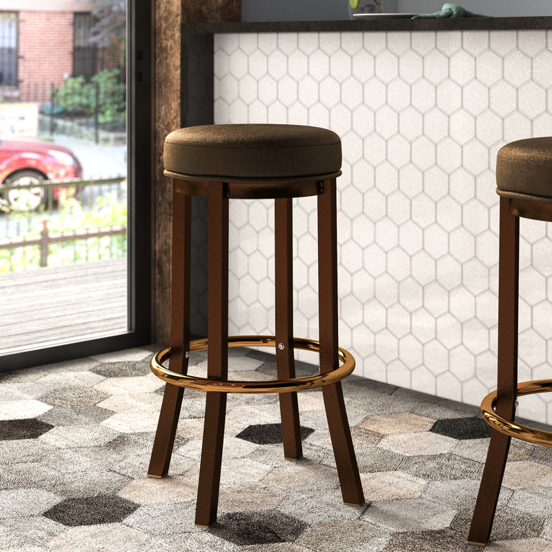 Upholstered Counter Stool with Metal Frame
