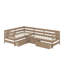 Lit plateforme compact en forme de L avec trois tiroirs de rangement-114355902