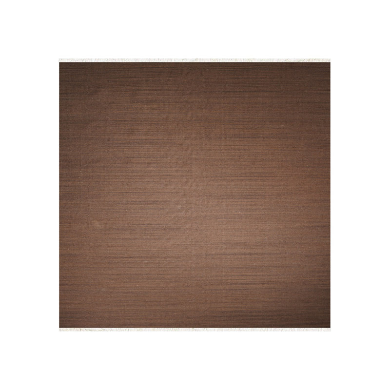 Alithea Hand Woven Flat Weave Kilim Wool Eco-Friendly Area Rugs - Square, Dark Brown Color, Plai Solid Design, Low Pile Handmade Area Rugs for Living Room, Bed Room