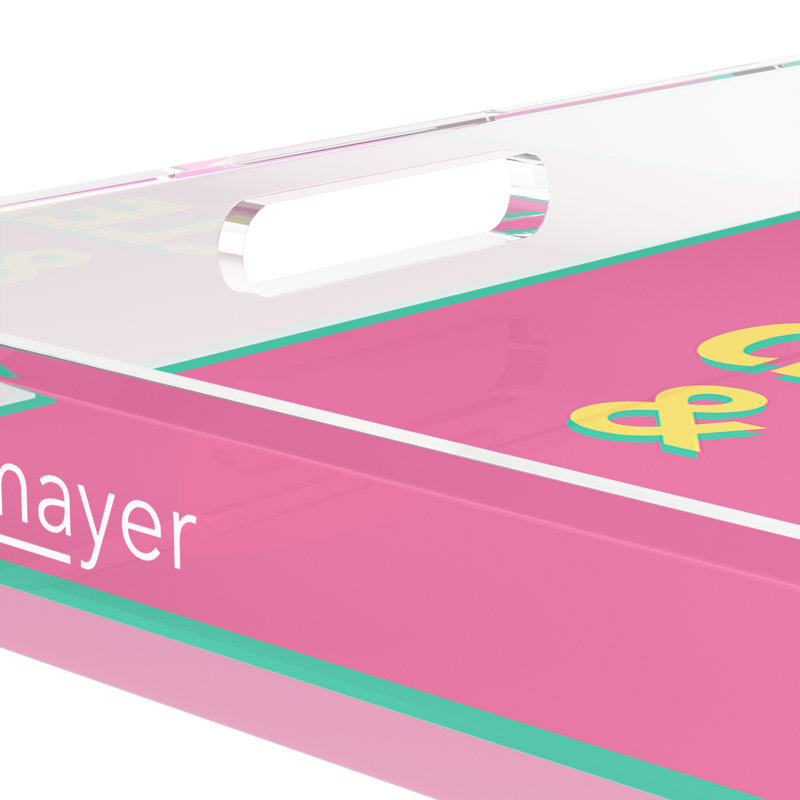 Plateau décoratif carré Clean And Dirtypink, 2" H x 12" W x 12" D, Pink/Yellow