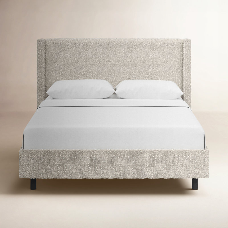 Hanson Upholstered Wingback Platform Bed, King, Classic Ivory Boucle