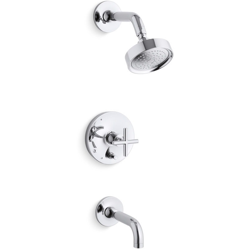 Purist® Rite-Tub and Shower Faucet, Scroll Handle, Polished Chrome
