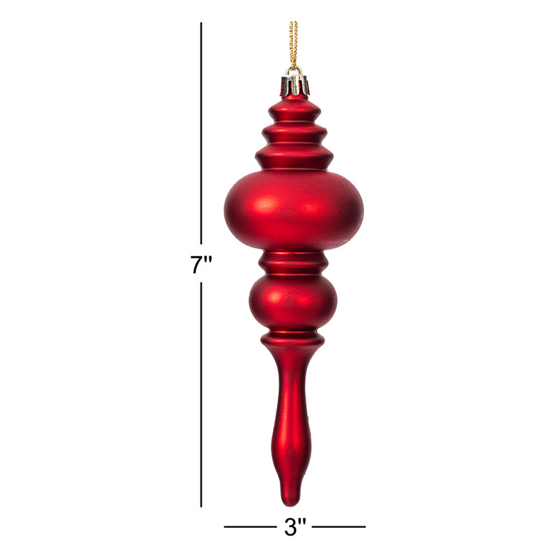 7" Finial Ornament 8/Pk, Red