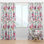 Rideau simple floral, rose, mauve et jaune Flowrs