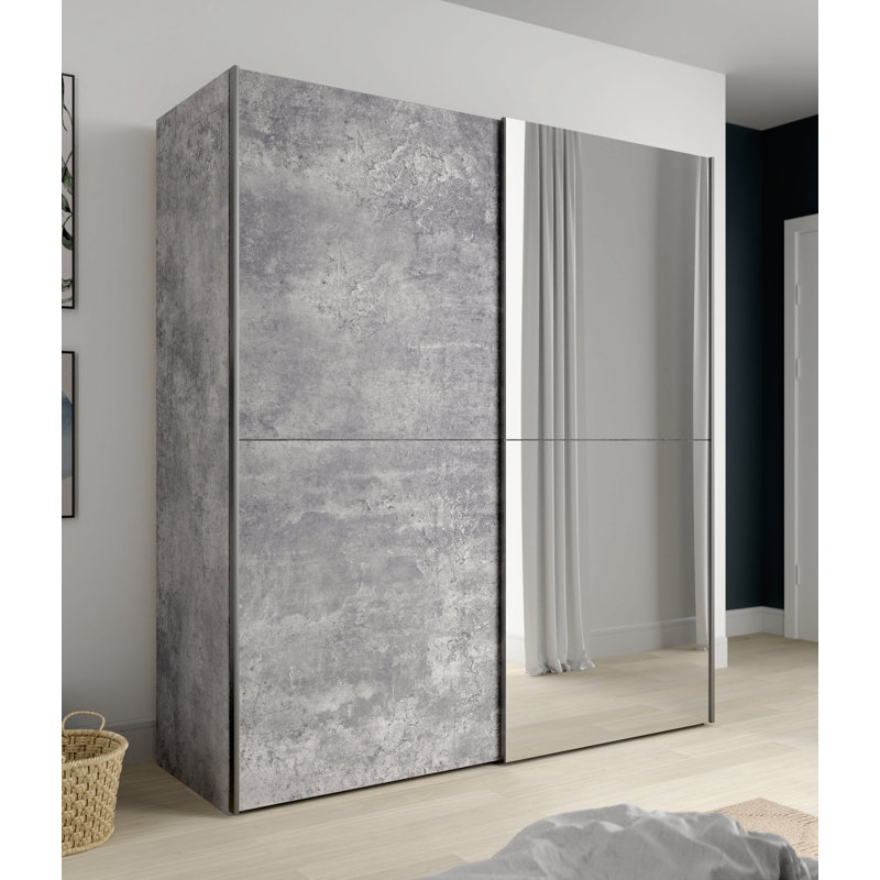 Alfaro 2 Door Manufactured Wood Wardrobe, Light Gray