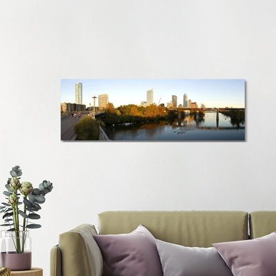 Skyscrapers in a City, Lamar Street Pedestrian Bridge, Austin, Texas, USA 1 Piece Wrapped Canvas Panoramic Wall Art