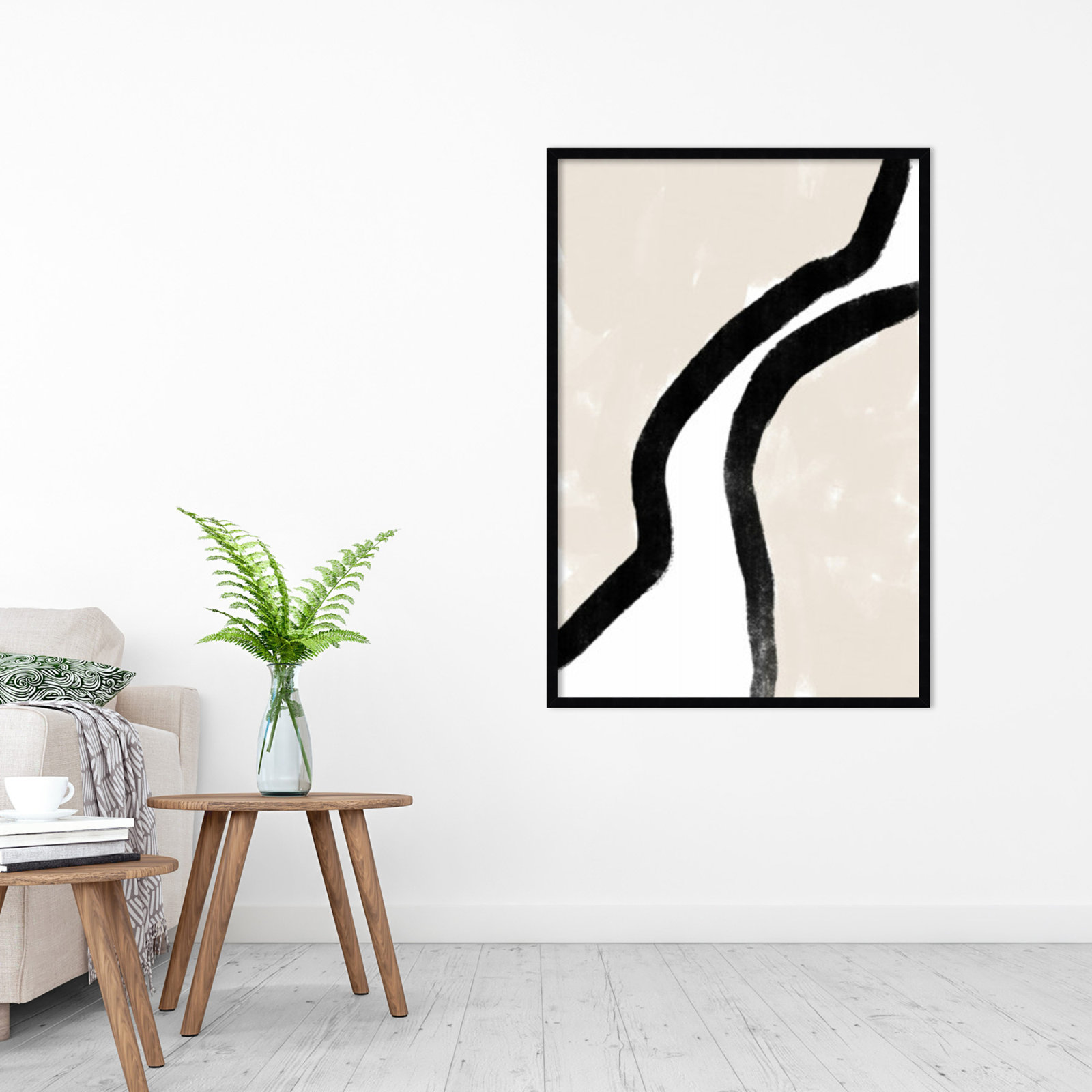 Abstract Borders Print, 41" H x 28" W x 1" D, Black Framed