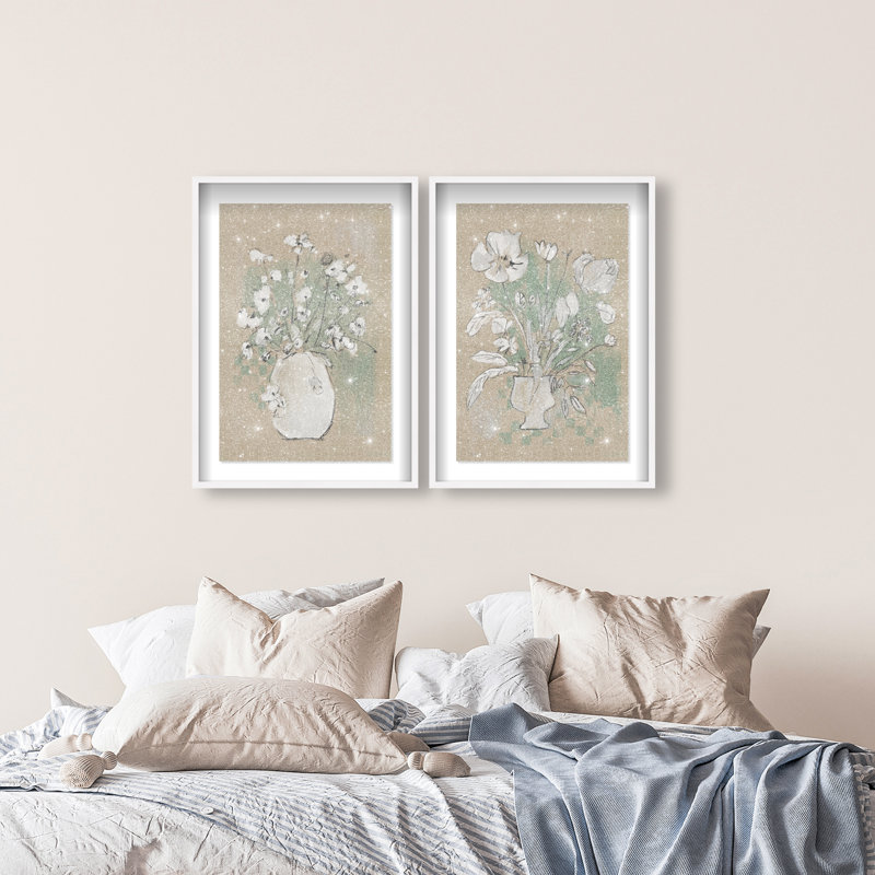 Spring Energy Set by Oliver Gal, White Shadowbox, 25.5"H x 37.5"W