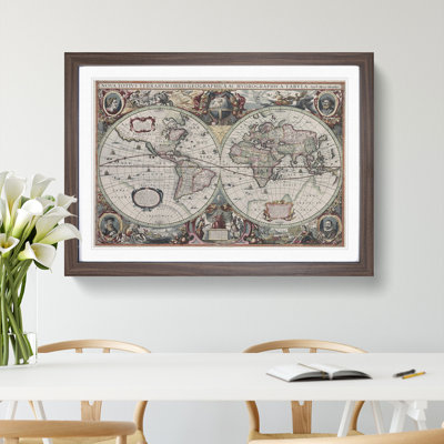 Vintage World Map Vol.2 by Henricus Hondius Ii - Picture Frame Painting