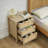 Nightstand, Rattan End Table, Nightstands With 3 Natural Rattan Drawers, Strong Support Wooden Structure, Side Table-1352464