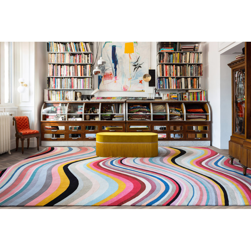Paul Smith Modern Swirl Pink Area Rug, Rectangle 12' x 18'