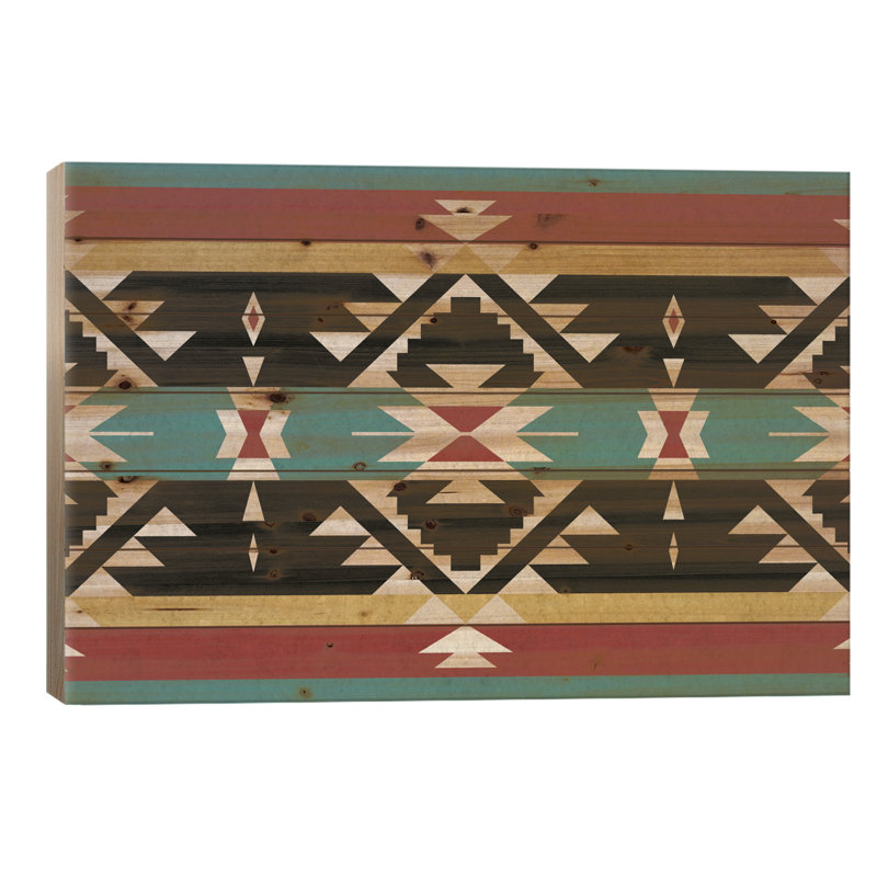Motif tribal noir, rouge et bleu, L 26 po x H 18 po