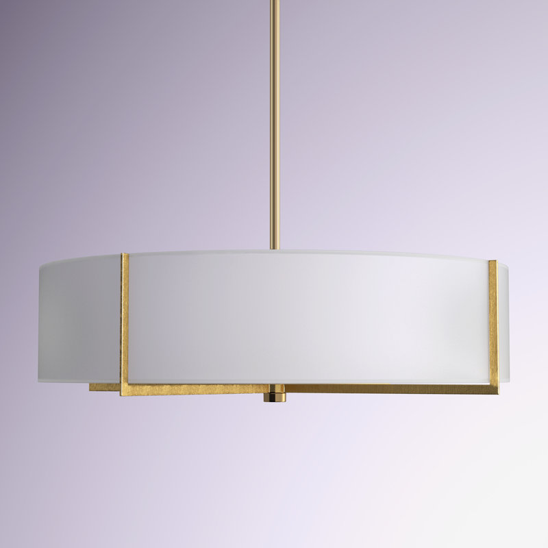 Luminaire suspendu incandescent 4 lumières Preston, Laiton vieilli, Blanc