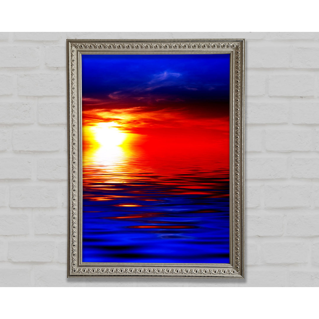 Gerahmtes Leinwandbild Electric Blue Ocean Sunset