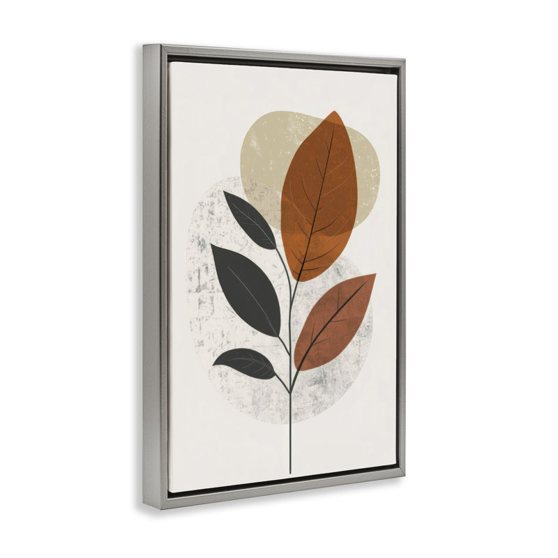  «Autumnal Neutral Leaves» par LSR Design Studio, H 25 po x l 17 po, Cadre flottant gris lustré