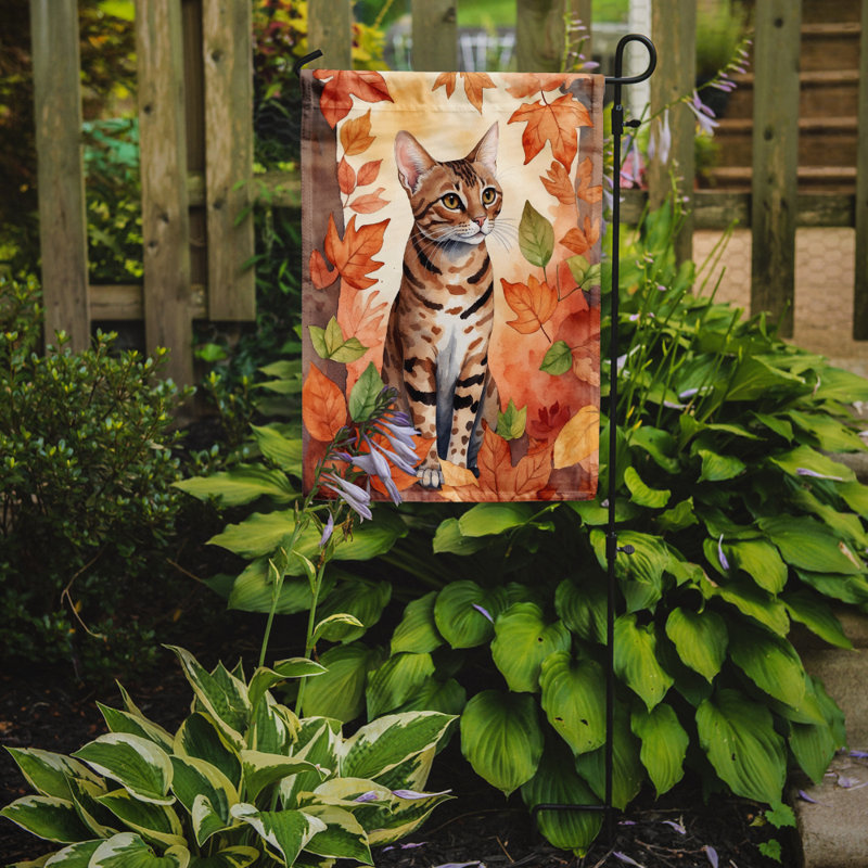 Chat en feuilles d'automne drapeau de jardin, Oci
