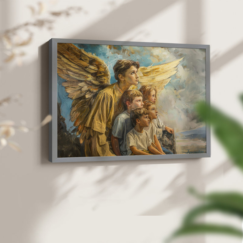 Angels From Above-CV - Reproduction encadrée - Restickable, Gris, H 11 po x l 14 po