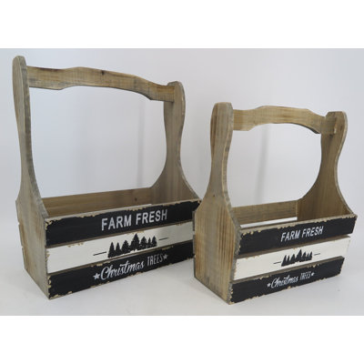 Ensemble de 2 caisses en bois Christmas Trees