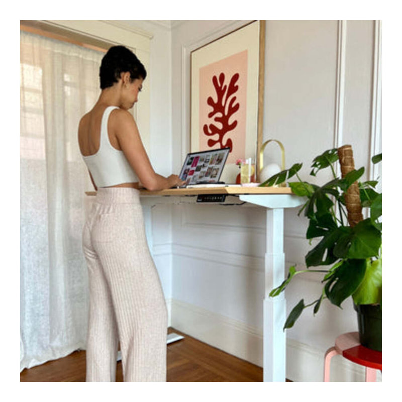 Standing Desk, Woodgrain, 52" H x 48" W x 30" D, White