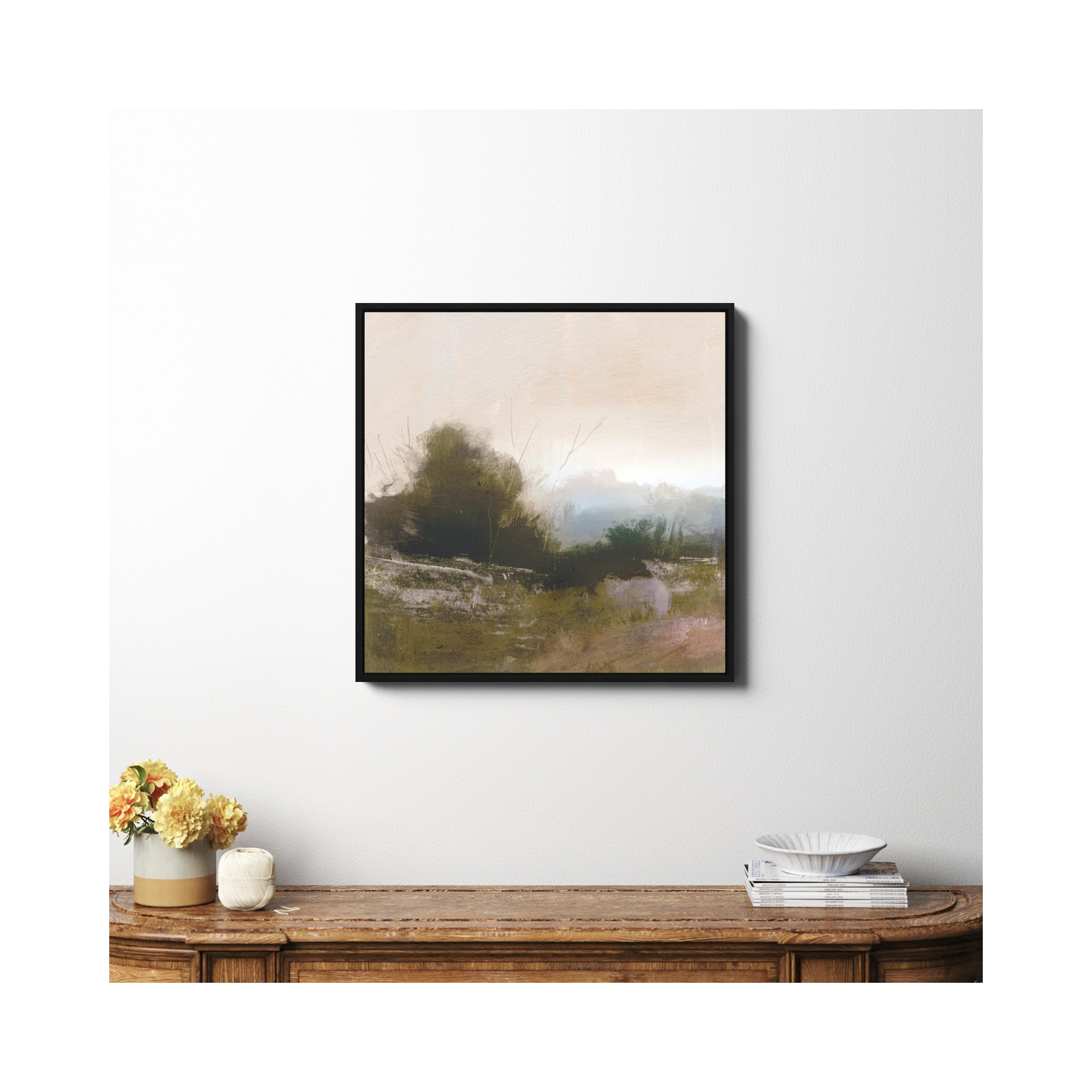Spring Farm by Dan Hobday Art, Black Framed Canvas, No, 30" H x 30" W x 2" D