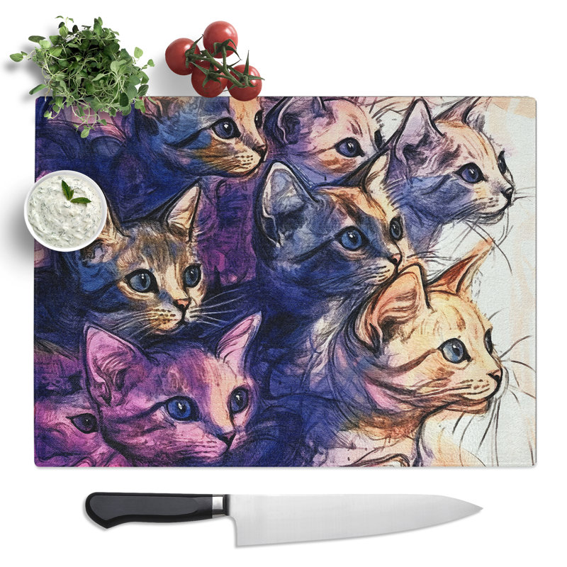 Cats  Glass Chopping Board