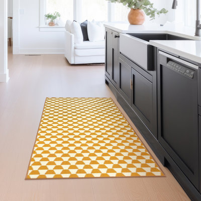 Tapis jaune / doré à tissage plat Yanis