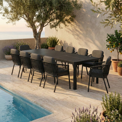Ensemble repas pour 10 personnes avec table rectangulaire extensible 106,3 po