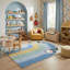 Tapis arc-en-ciel bleu / ivoire pour enfant 7 pi x 10 pi (6 pi 7 po x 9 pi 6 po) Branch Skye, tapis moderne, à poils moyens et résistant aux taches-216796633