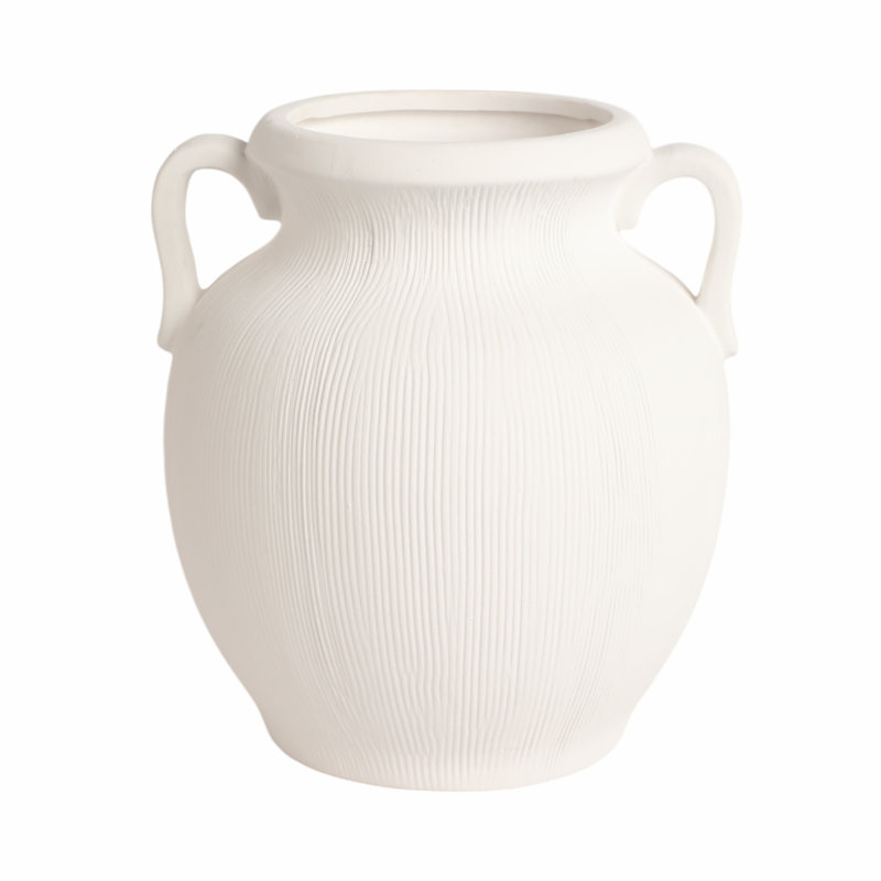 Tiyler Black Weathered Jug With Handles, 10" H x 9" W x 8" D, White