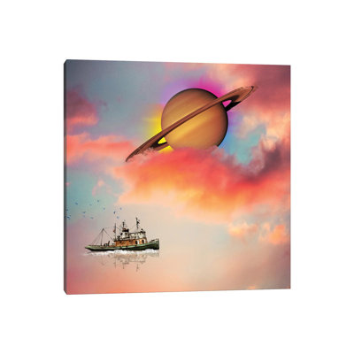 Tuging Around Saturn by David Loblaw - Wrapped Canvas Painting