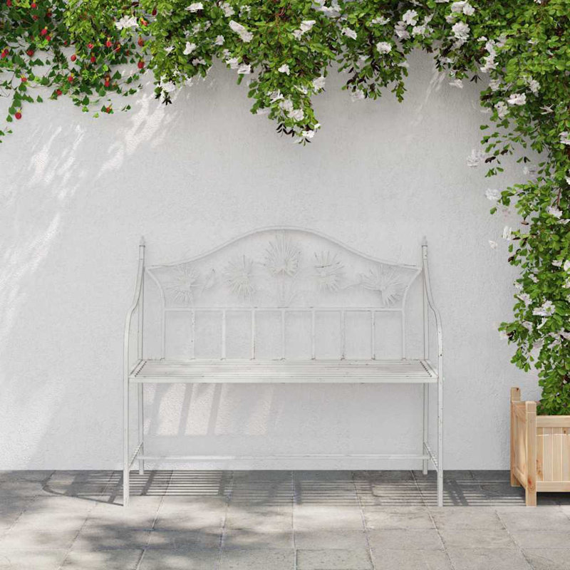 Steel Outdoor Bench, White