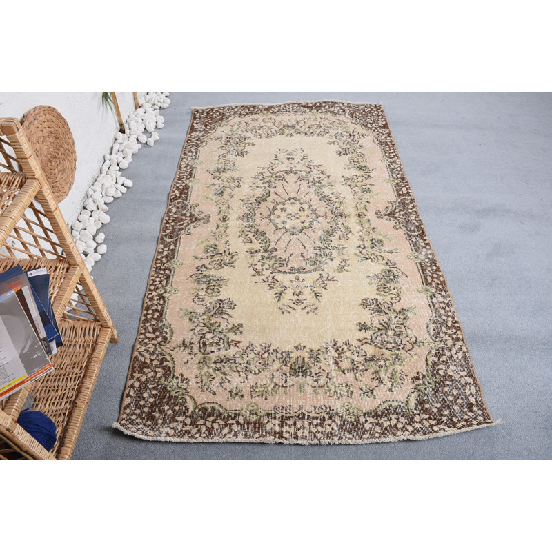 Tapis modernes, tapis rétro, tapis turc, tapis marocain beige, tapis 3,7 x 6,7 pi, tapis tissés à plat