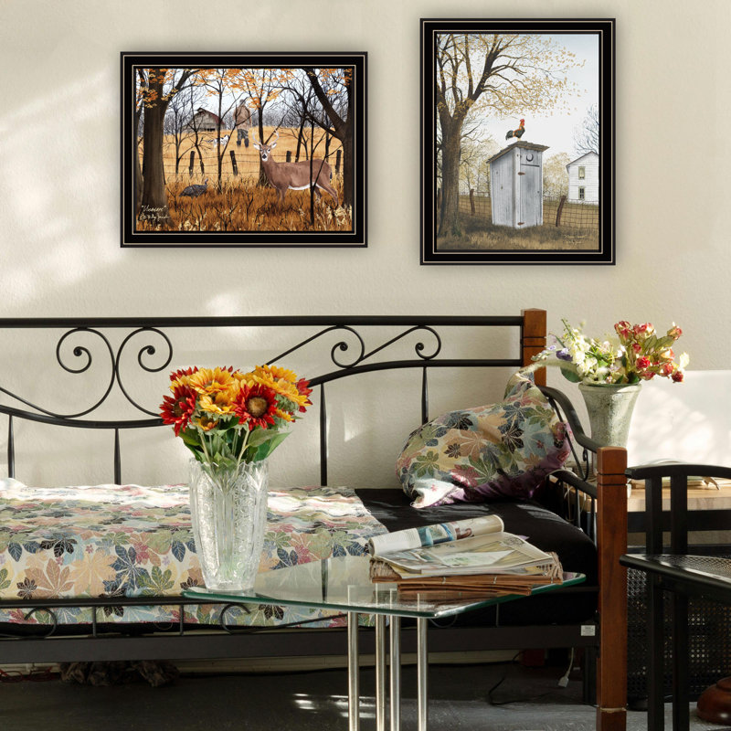«Trendy Decor 4U», 2 pièces, vignette champêtre, art mural encadré pour le salon, Noir