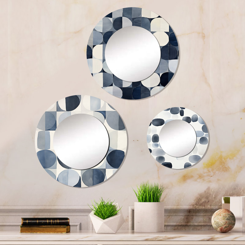 Ellizabeth Metal Round Mirror, Circle Matrix