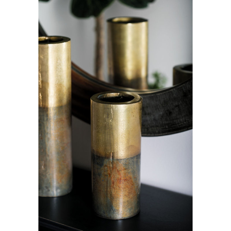 10" Gold and Black Rustic Aluminum Table Vase