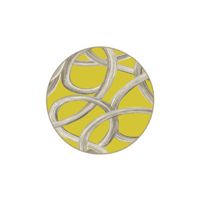 Modern Yellow Ring Patterned Decorative Washable Rug