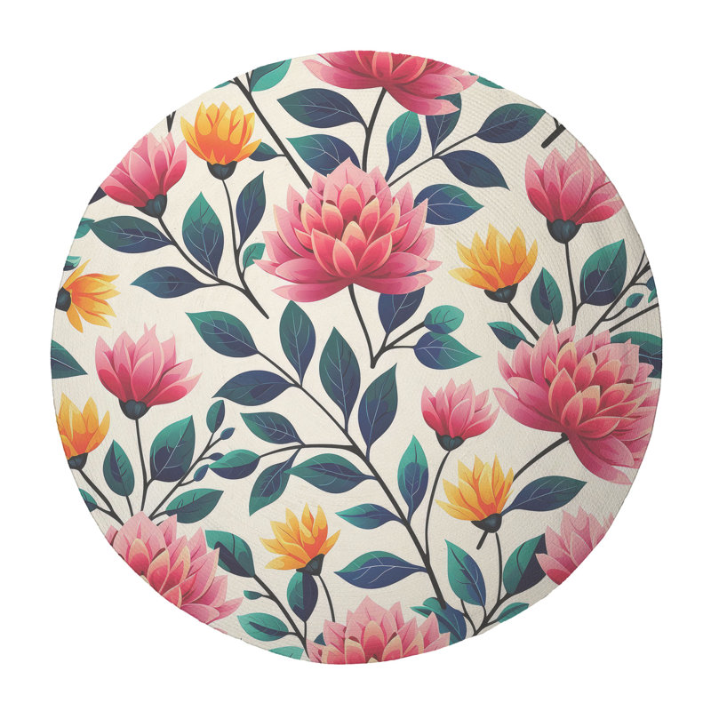 Tapis tressé Floral, Rond 5 pi