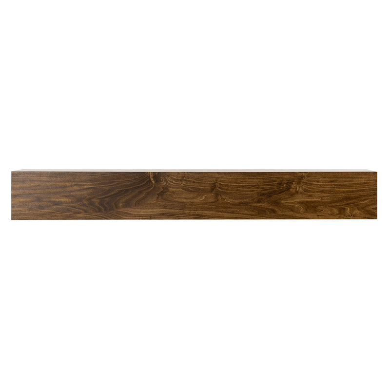 Tablette de manteau de cheminée flottante en bois Modern Ember Boone - 8 pouces de hauteur, Teinture provincial, 60"