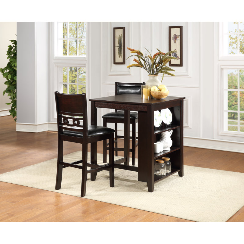 Ziemer 2 - Person Solid Wood Top Four Leg Dining Set, Ebony