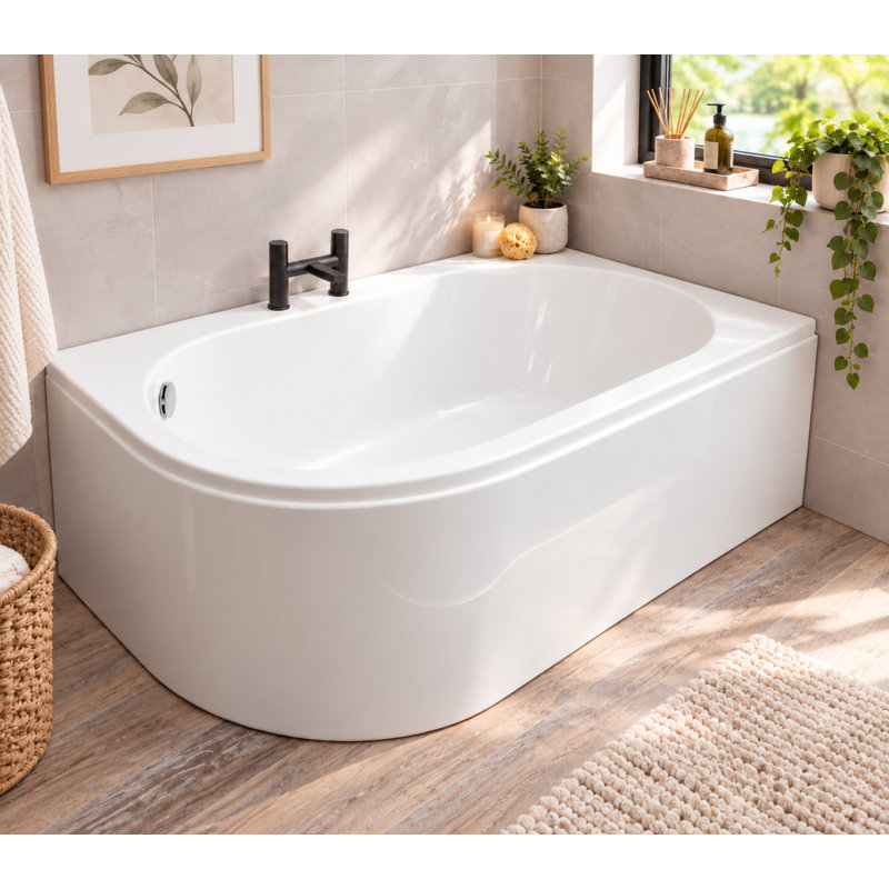 Davos 1550mm x 900mm Soaking Acrylic Bathtub, Left
