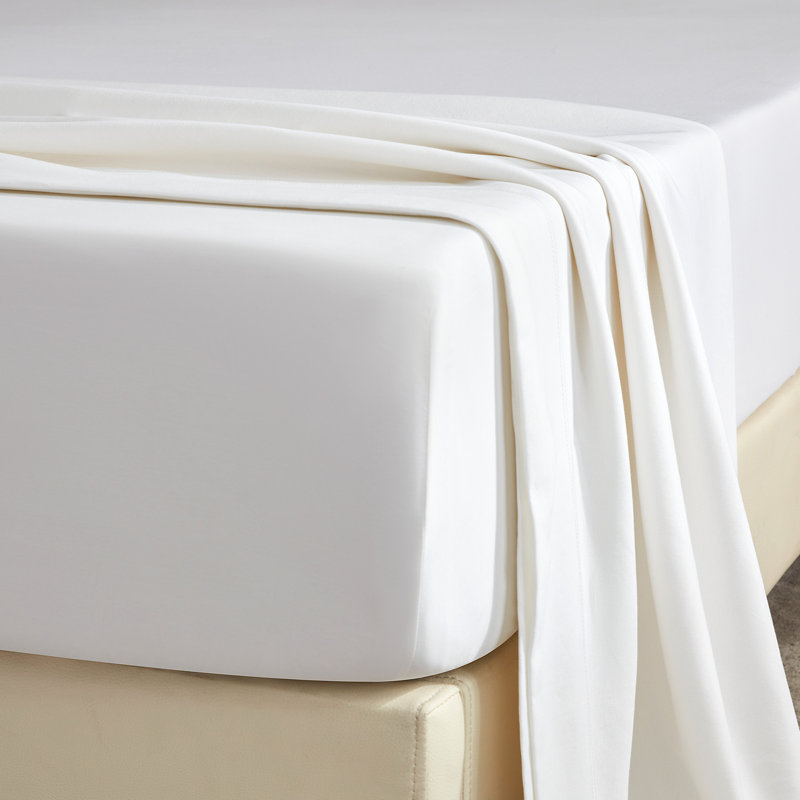 Ensemble de draps 100% coton jersey, Très grand lit, Blanc